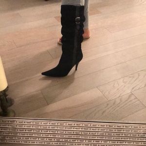 D&G Black Suede Scrunch Boots